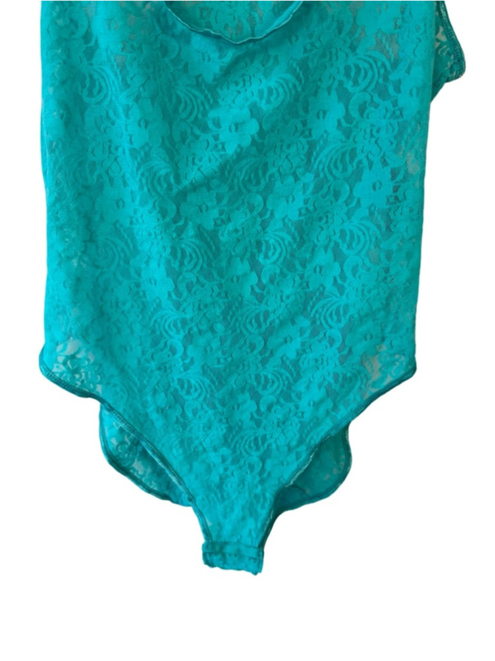 Teal Floral Lace Racerback One-Piece Bodysuit Size XS or S Y2K Festival - Picture 7 of 10